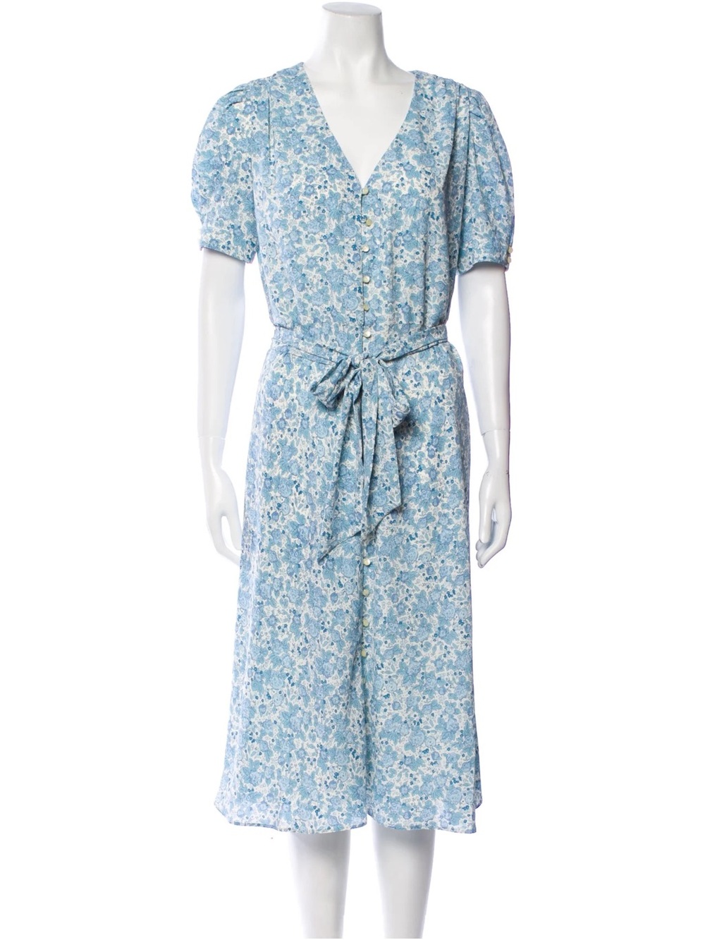 Lauren Ralph Lauren Blue Floral Georgette Midi Dress Size 8